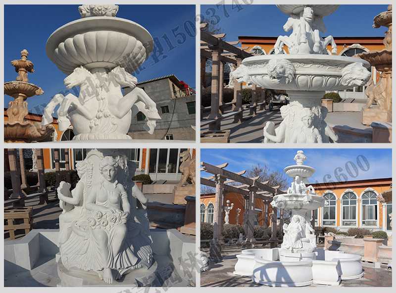 大理石噴泉，歐式人物動物噴泉，室外景觀噴泉定制