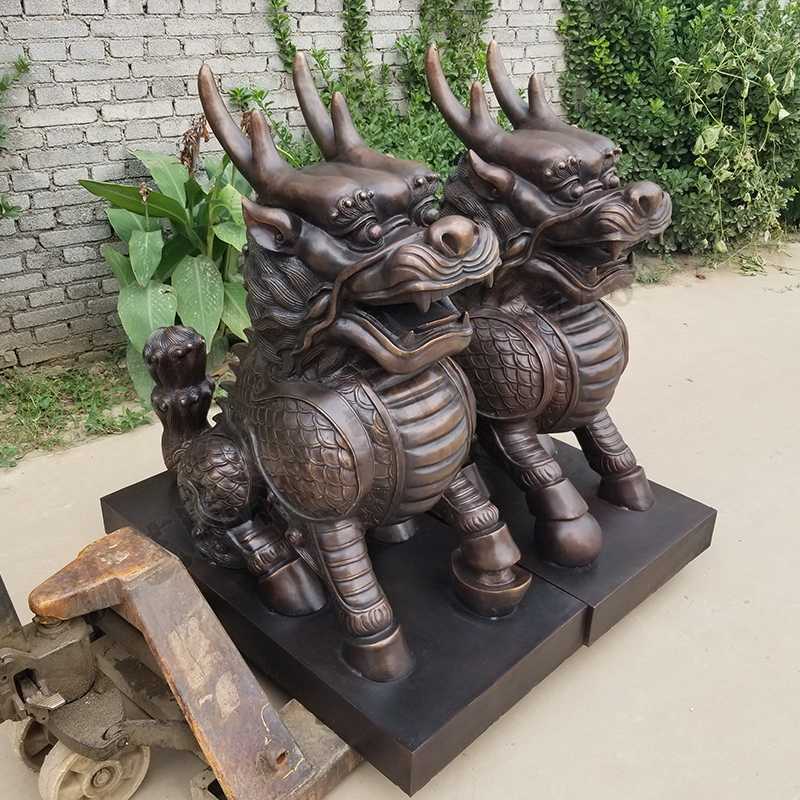 銅麒麟雕塑，銅麒麟擺件，鎮宅風水麒麟